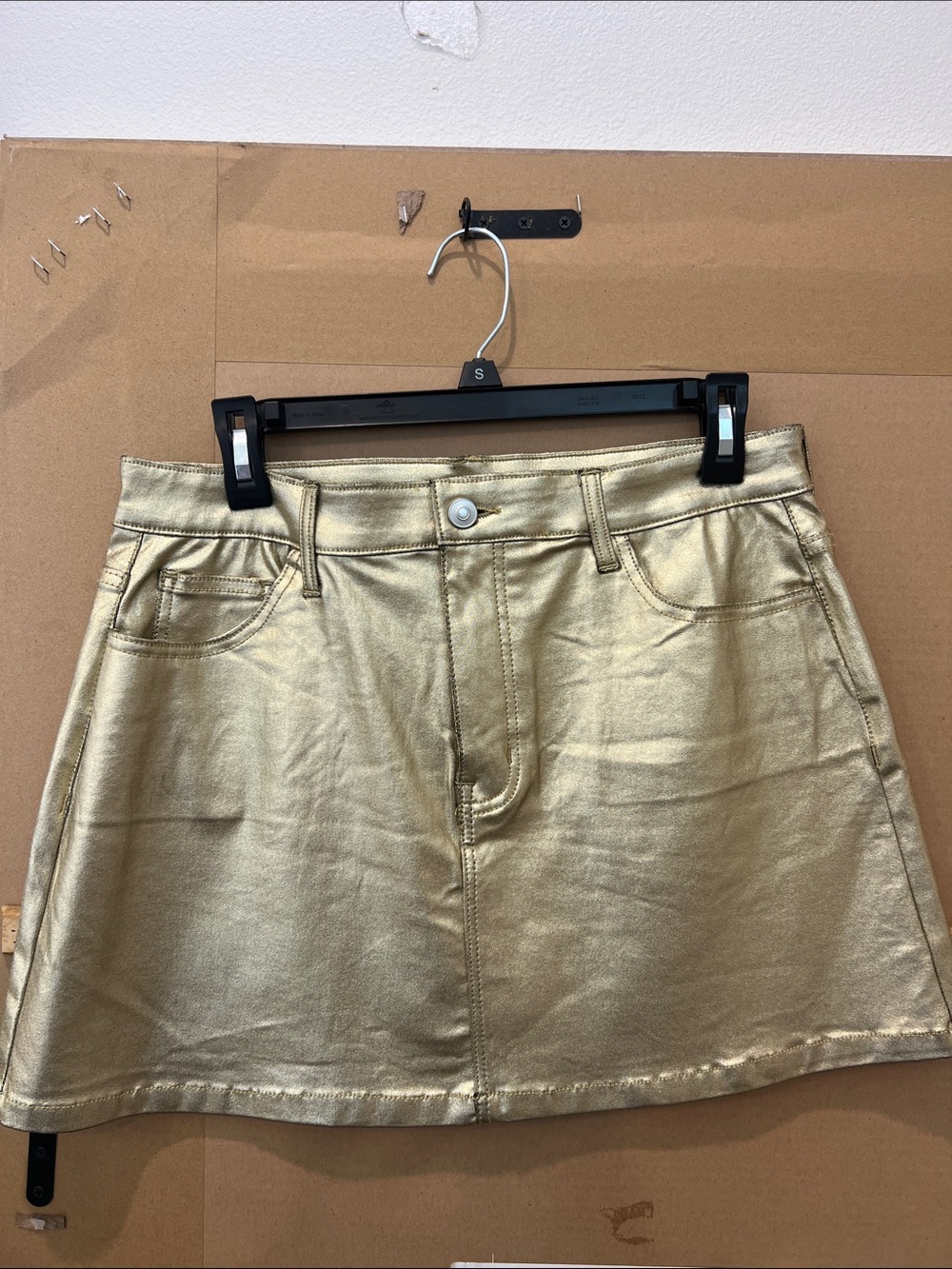 Gianni Bini Metallic Gold A-Line Mini Skirt